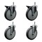 Service Caster 6'' Thermo Rubber Wheel Swivel 7/16'' Grip Ring Stem Caster Set 2 Brake, 4PK SCC-GR20S614-TPRB-PLB-716138-2-S-2 - alternate 1